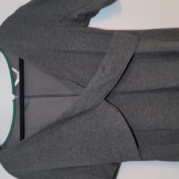 Boden Grey Short Sleeve A-Line Cross Front Lined Sweater Dress Size 10 - Picture 3 of 15